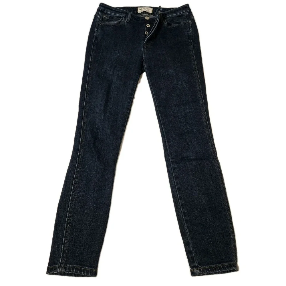 Free People Women's High Rise Skinny Jeans Button Fly Stretch Size 27